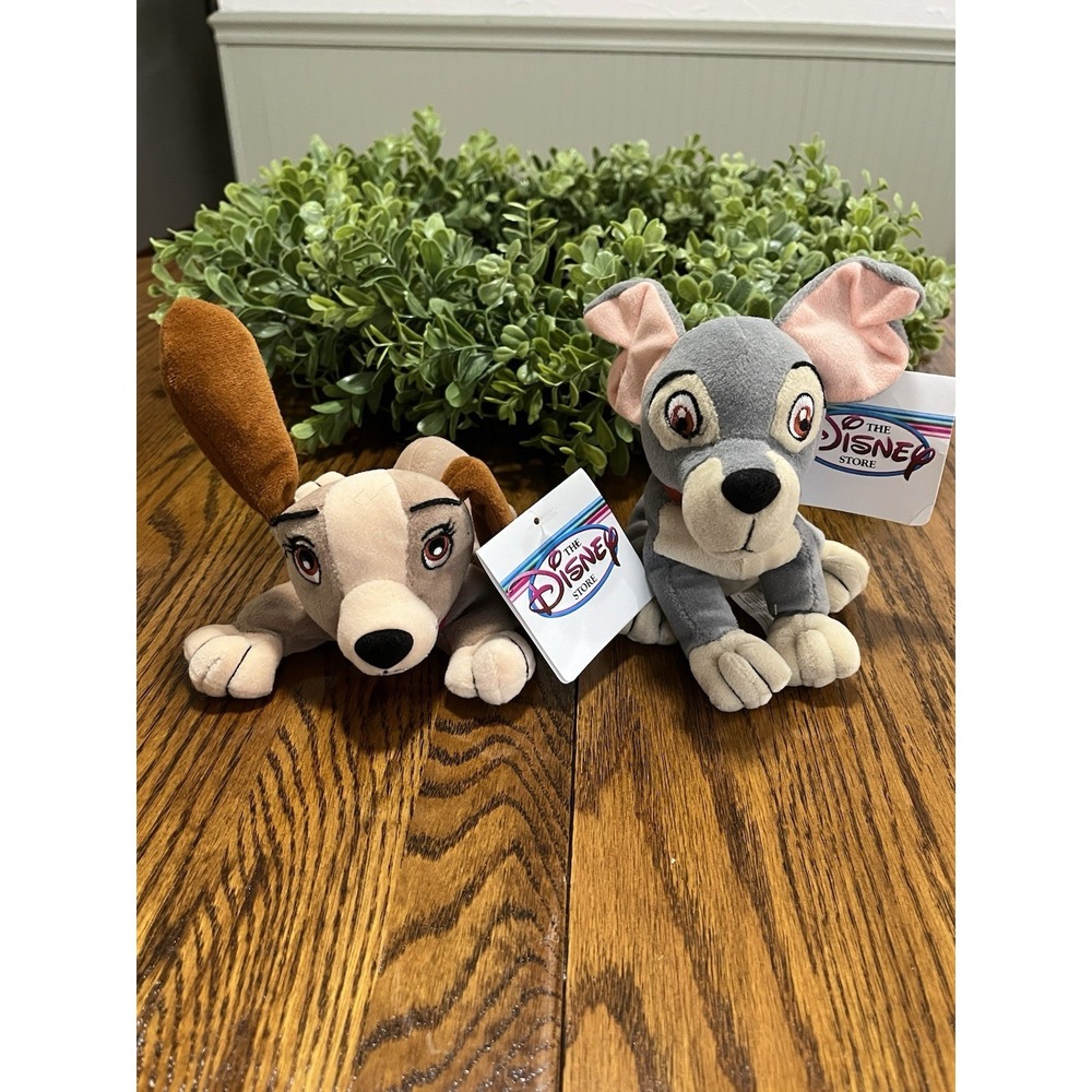 Disney Store and Parks Mini Bean Bag Plush Lady & The‎ Tramp W/TAGS